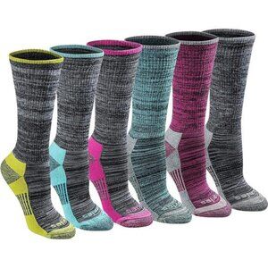 6 Pairs Women's Dri-tech Moisture Control Crew Socks